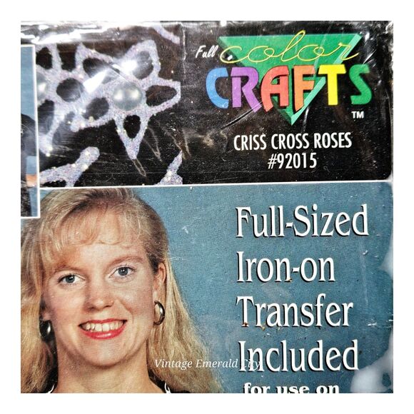 Vtg Full Color Craft Fashion Kit Pearl Wear Criss Cross Roses 92015 Iron Tranfer - Picture 2 of 7